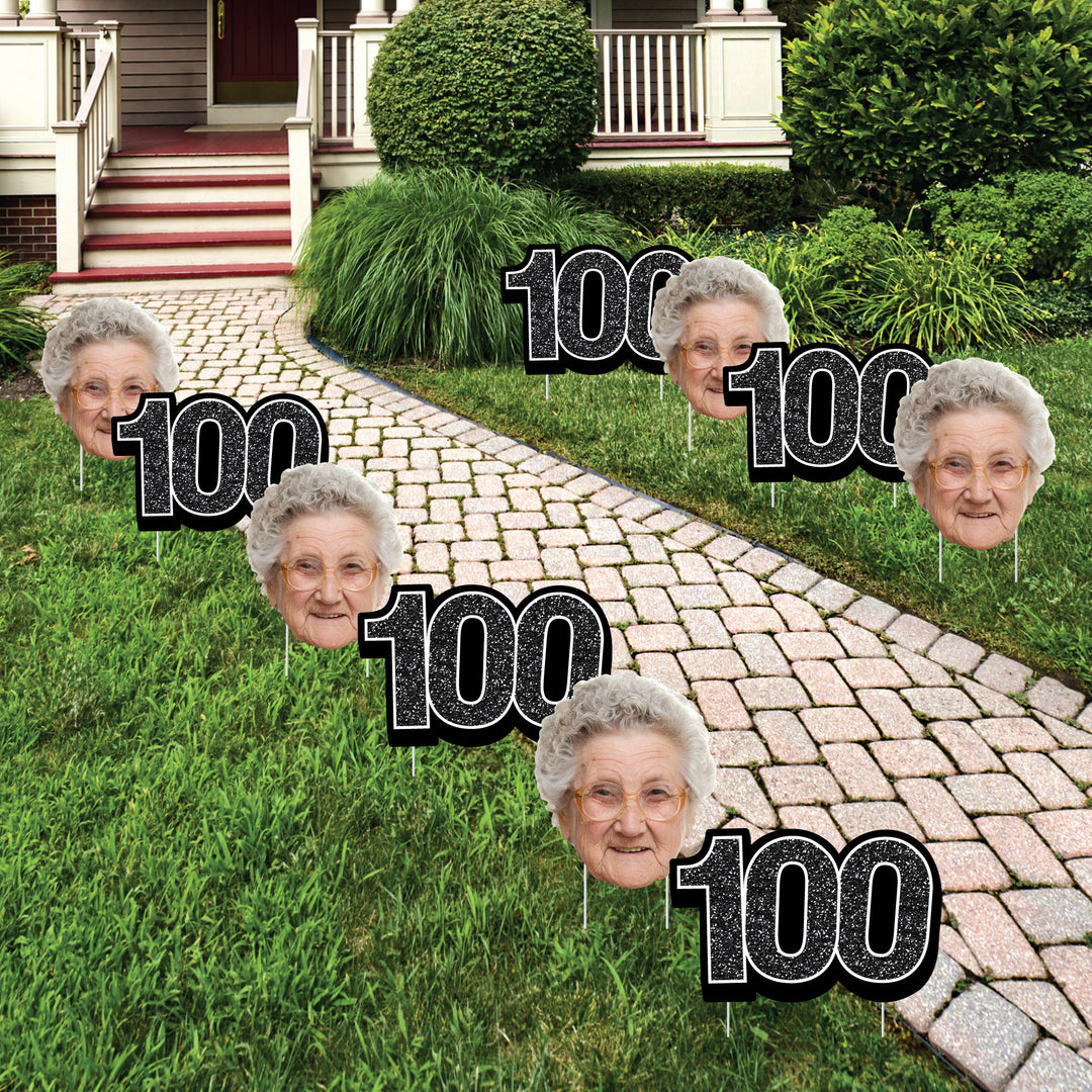 Custom Face Yard Signs - 100th Birthday - 10 Pc