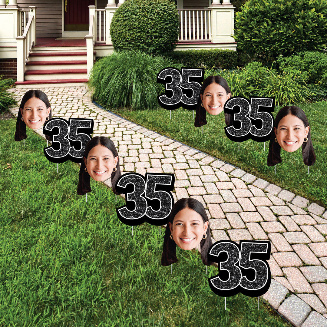 Custom Face Yard Signs - 35th Birthday - 10 Pc