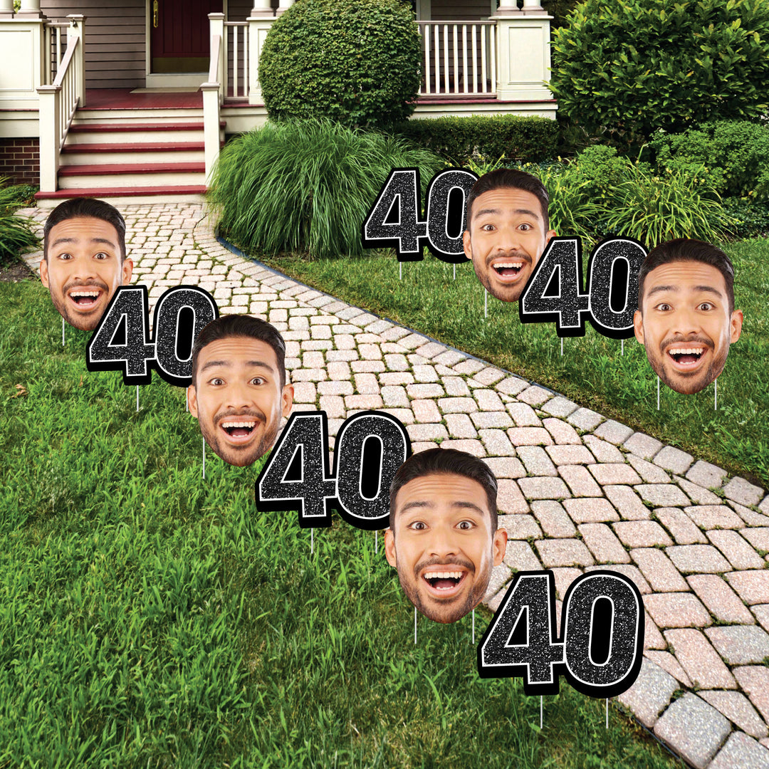 Custom Face Yard Signs - 40th Birthday - 10 Pc