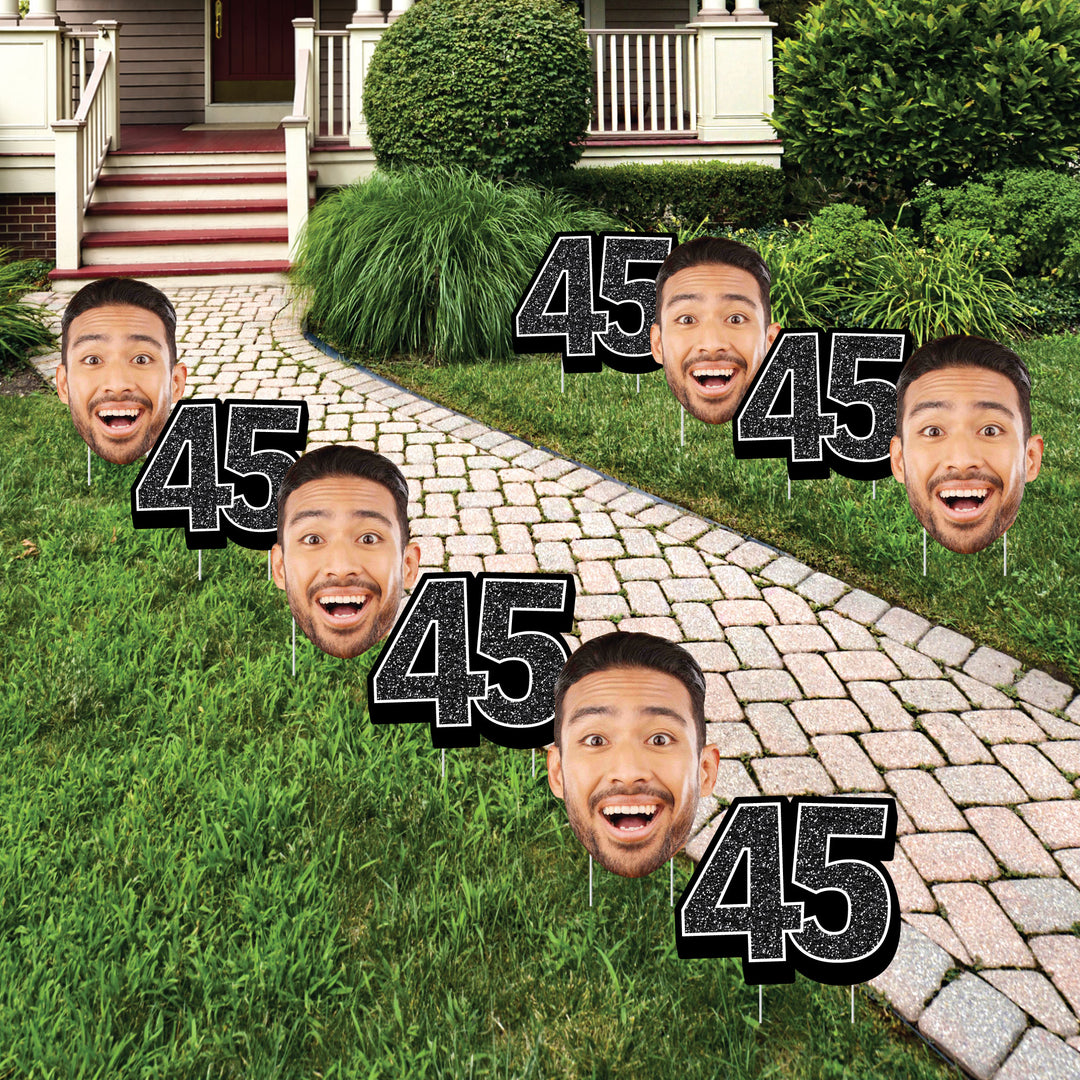 Custom Face Yard Signs - 45th Birthday - 10 Pc