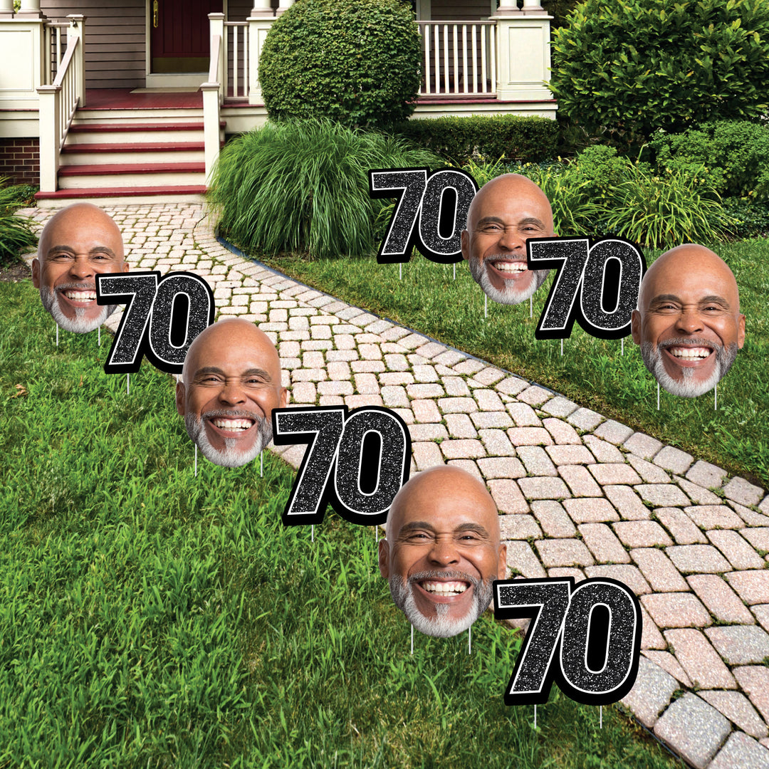 Custom Face Yard Signs - 70th Birthday - 10 Pc