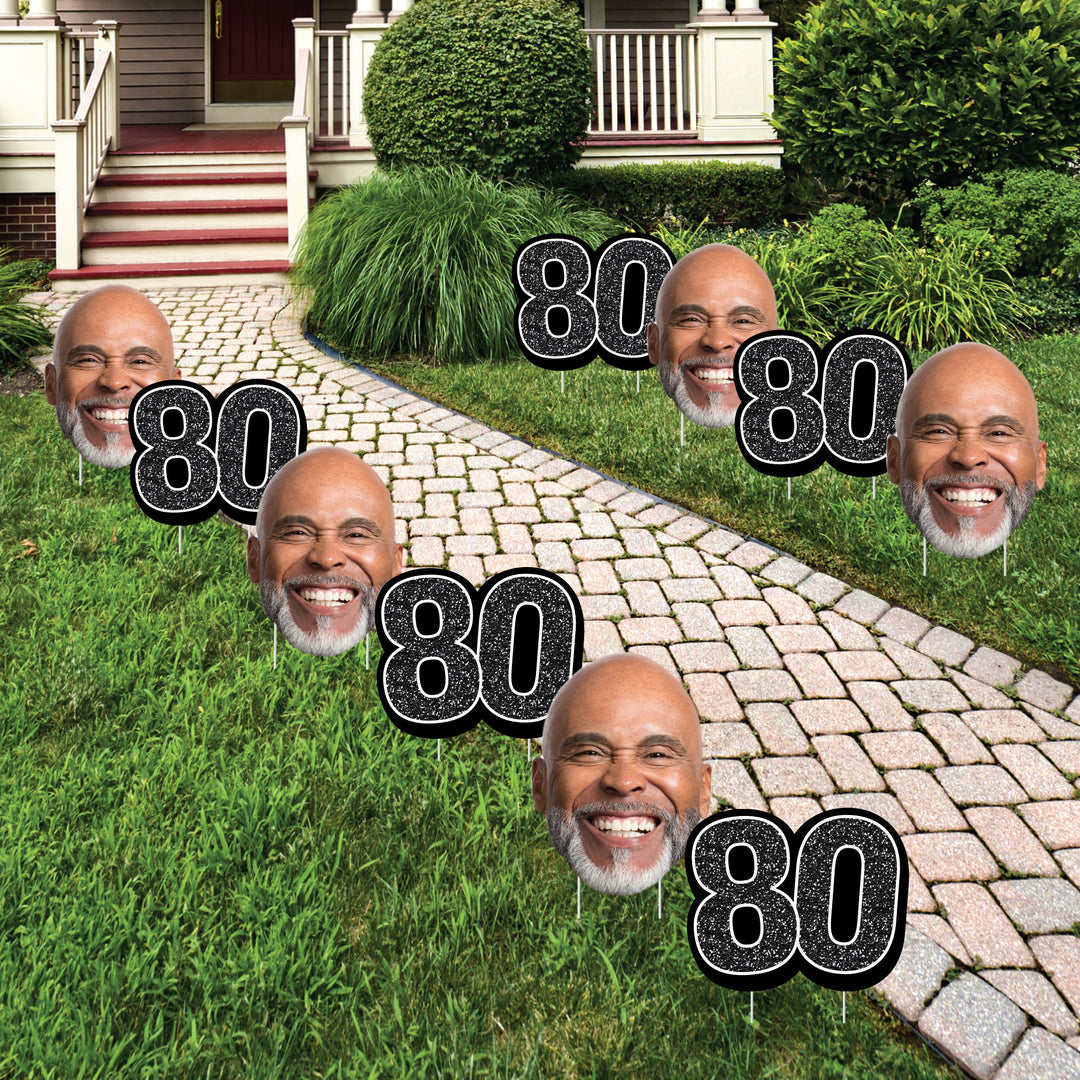 Custom Face Yard Signs - 80th Birthday - 10 Pc