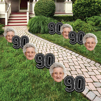 Custom Face Yard Signs - 90th Birthday - 10 Pc
