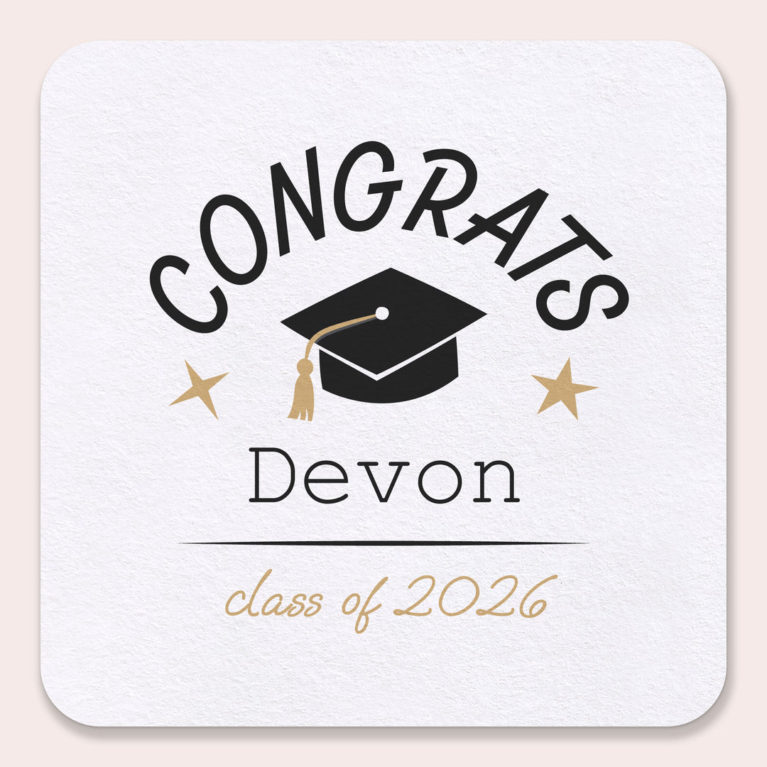 Black and white personalized graduation drink coasters 100ct