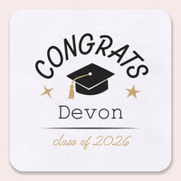 Black and white personalized graduation drink coasters 100ct