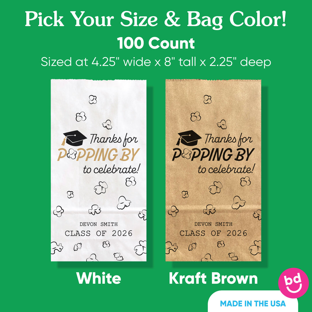 100-count Black and white personalized snack bags stacked