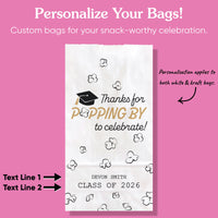Black and white personalized graduation popcorn bags