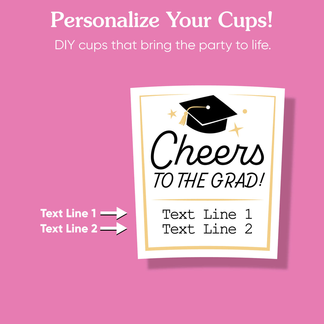 Set of 16 black cups with custom stickers