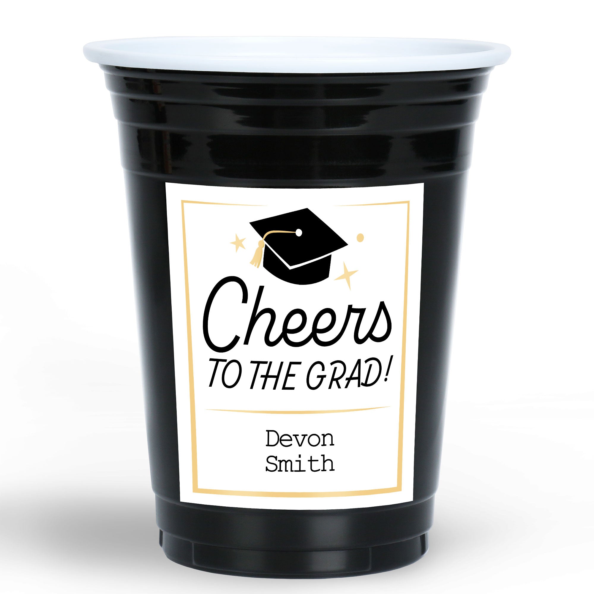 Black & White Personalized Graduation Party Cups 16ct
