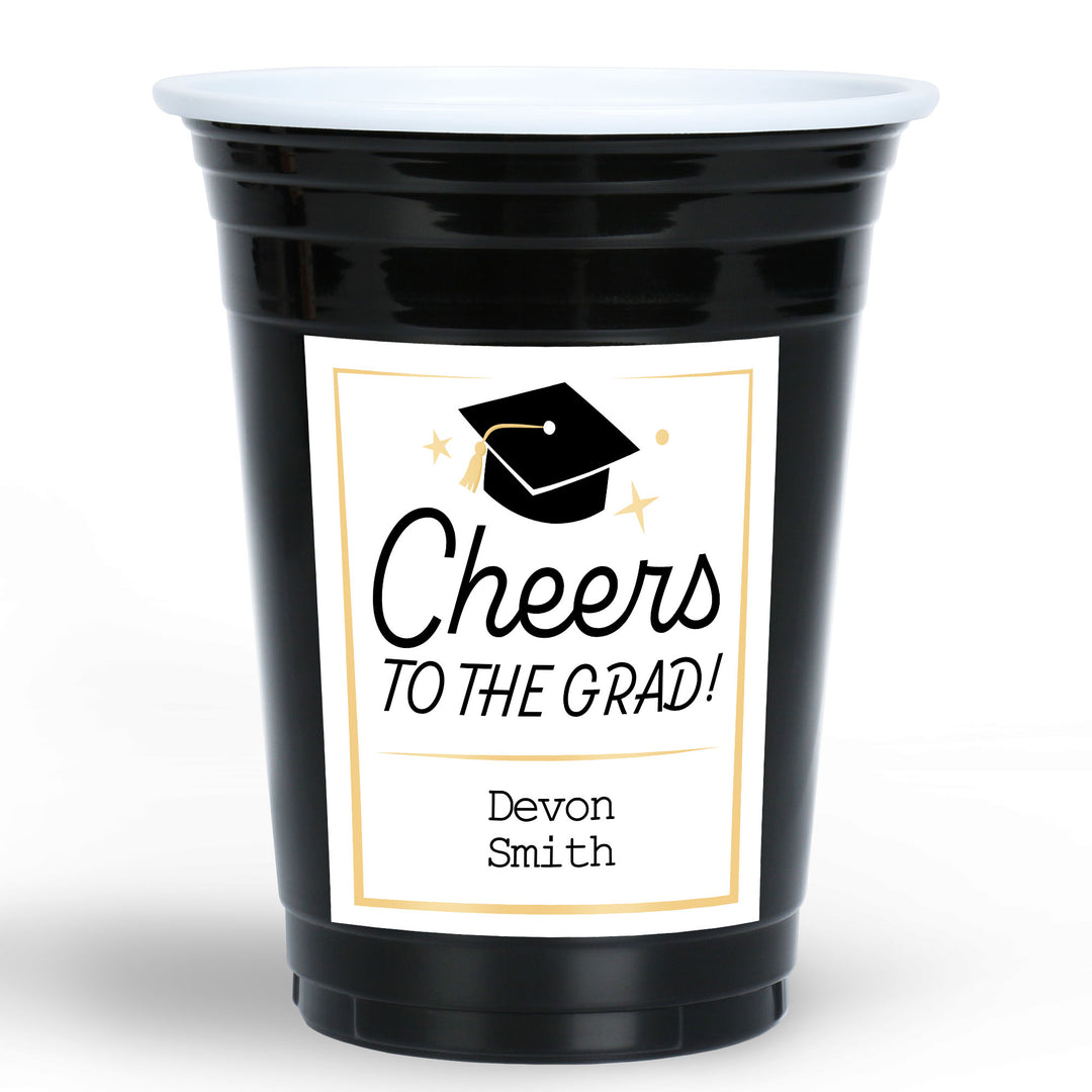 Black and white personalized graduation party cups 16ct