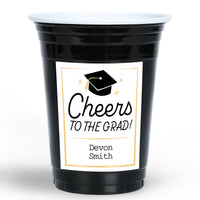 Black and white personalized graduation party cups 16ct