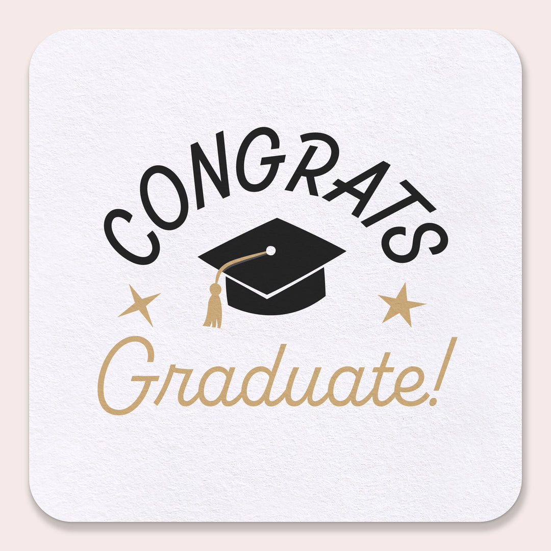 Black and White Graduation Drink Coasters 25ct