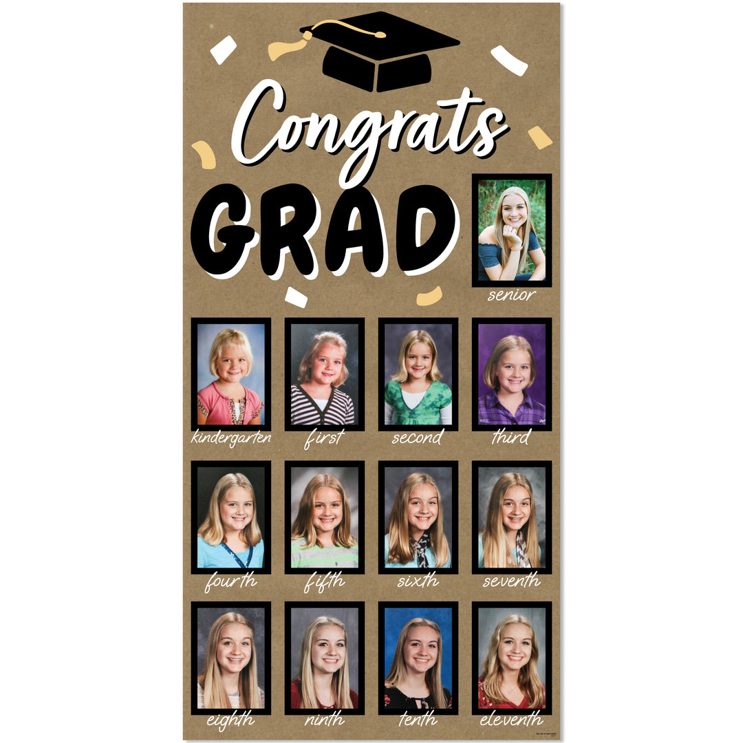 Black & Gold Grad Kraft Photo Banner