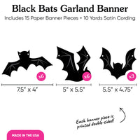 Black Bats Garland Banner - 15 Pc