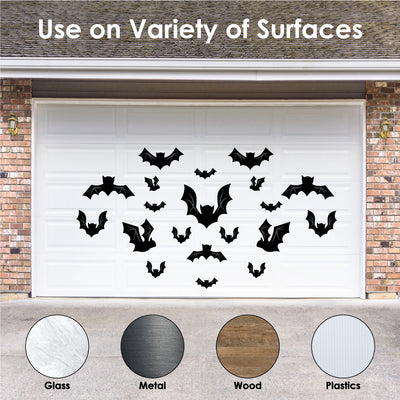 Black Bats - Peel and Stick Halloween Vinyl Wall Art Stickers - Wall Decals - Set of 20