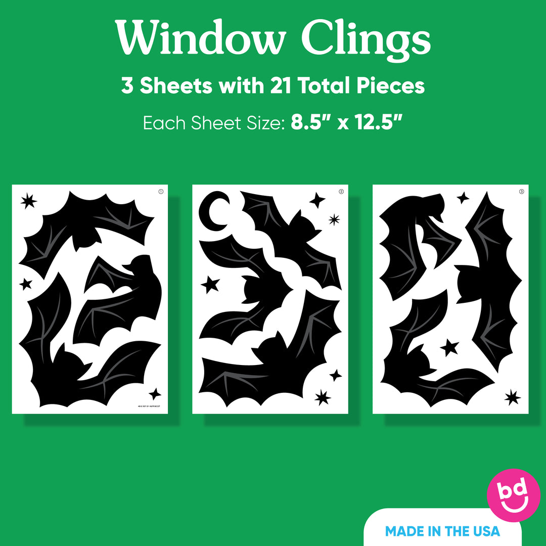 Black Bats Window Clings