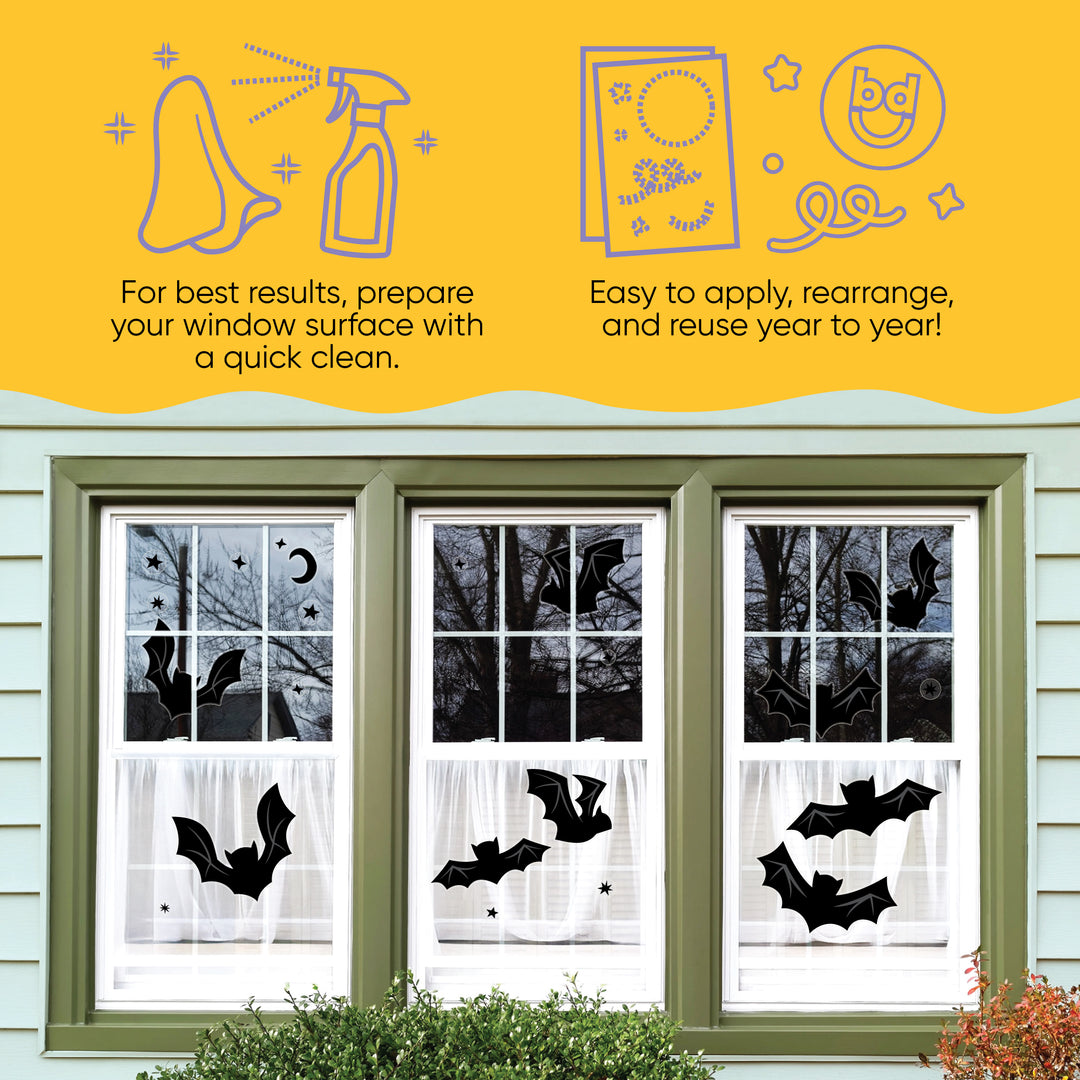 Black Bats Window Clings