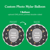 Personalized Fun Face Black & Gold Balloon - Double Sided - 1 Ct