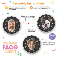 Personalized Fun Face Black & Gold Balloon - Double Sided - 1 Ct
