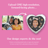 Personalized Fun Face Black & Gold Heart Balloon – Double Sided – 1 Ct