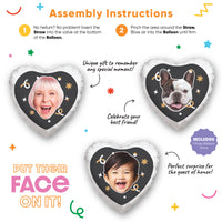 Personalized Fun Face Black & Gold Heart Balloon – Double Sided – 1 Ct