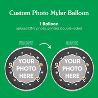 Personalized Photo Black & Gold Balloon – Double Sided – 1 Ct