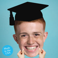 Custom Graduation Big Head face cutout with black cap, personalized grad decoration