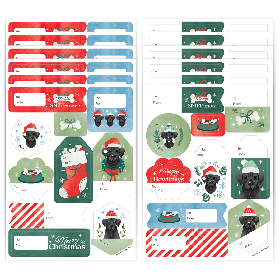 Christmas Dogs To and From Stickers - 12 Sheets