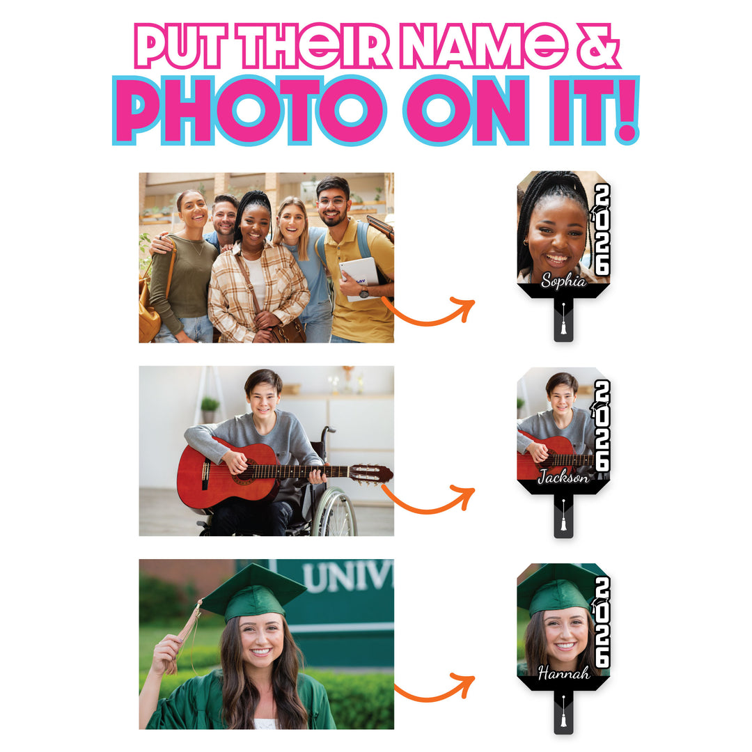 Custom Grad Black & White Photo Paddle 1, 3, 6, or 12 Pc