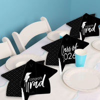 Black & White Graduation 3D Centerpieces - 8 Ct