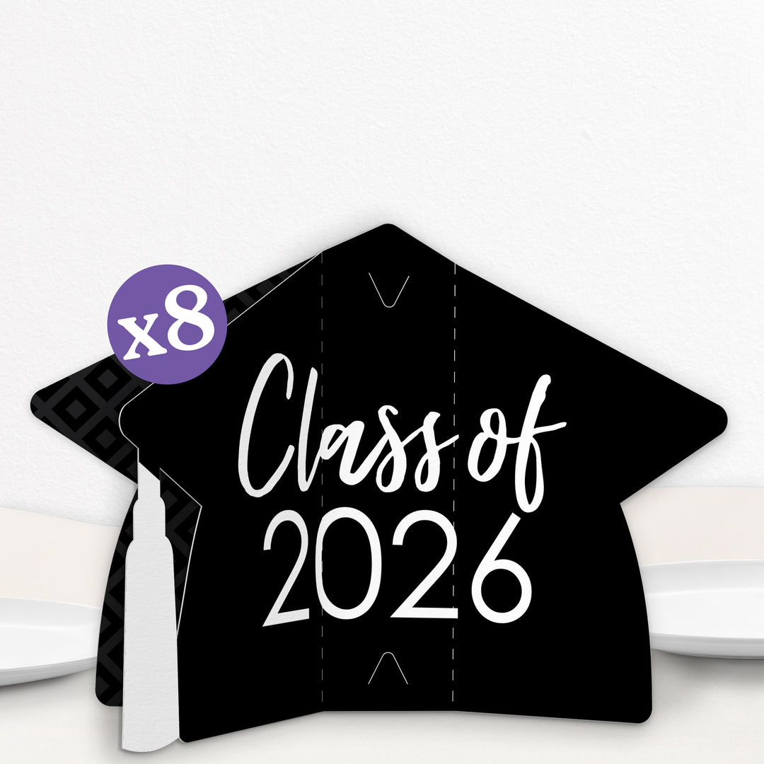 Black & White Graduation 3D Centerpieces - 8 Ct