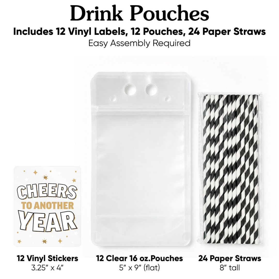 Drink Pouches - Cheers to Another Year - 12 Ct