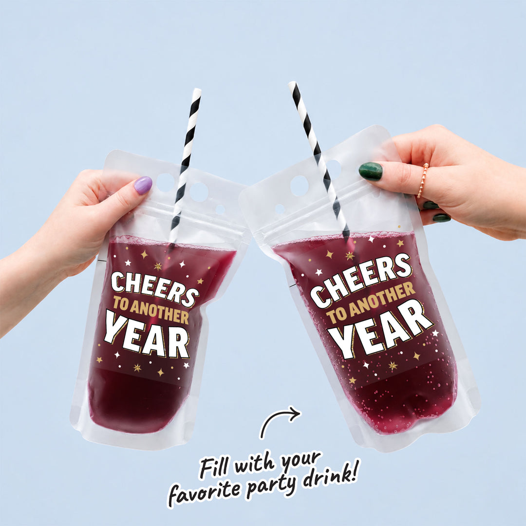 Drink Pouches - Cheers to Another Year - 12 Ct