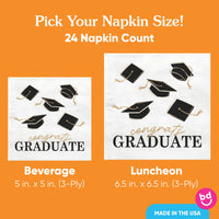 Black and Gold Graduation Party Napkins 24ct beverage or luncheon size
