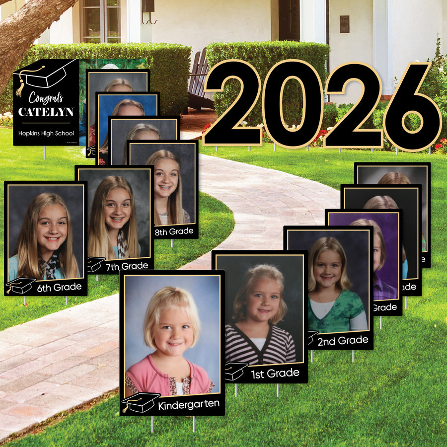 Custom Photo Graduation Party Yard Sign Set