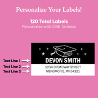 Custom Text Black & White Graduation Return Address Labels - 120 Ct