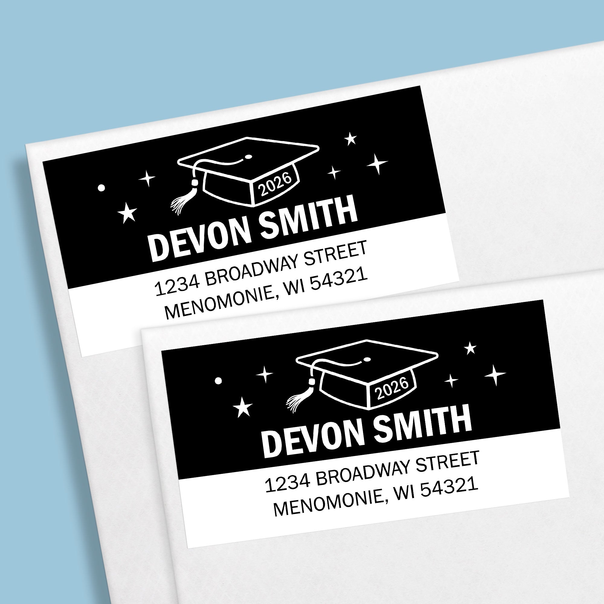Custom Text Black & White Graduation Return Address Labels - 120 Ct ...