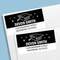 Custom Text Black & White Graduation Return Address Labels - 120 Ct