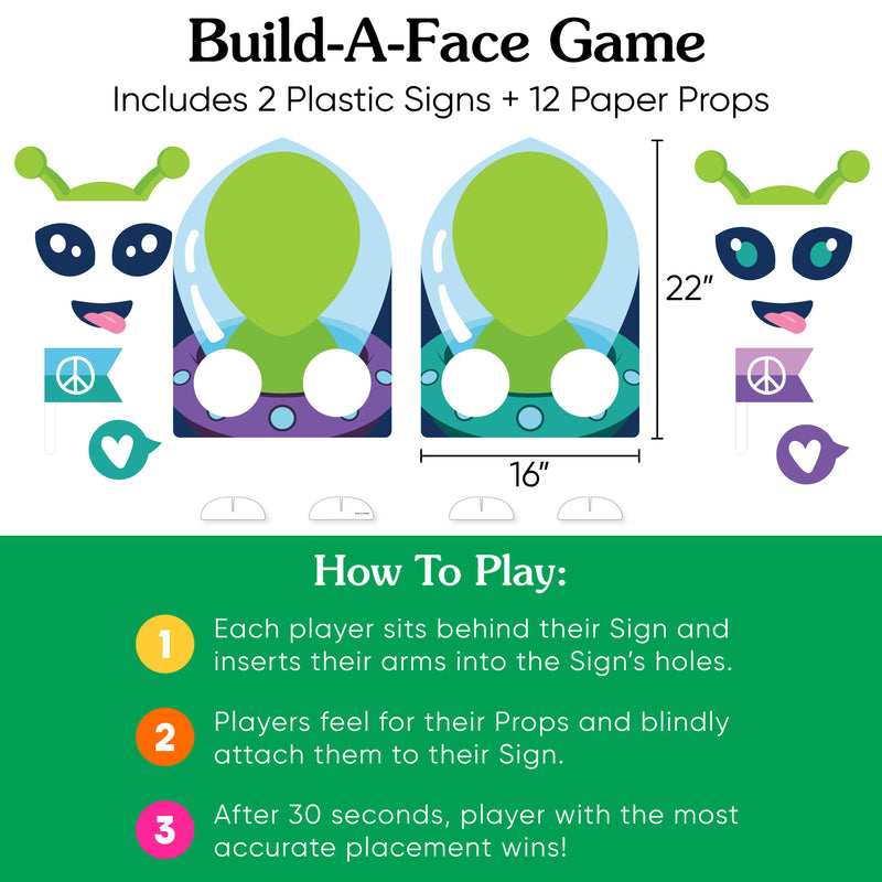 Blast Off to Outer Space - Rocket Ship Baby Shower or Birthday Activity - 2 Player Build-A-Face Party Game