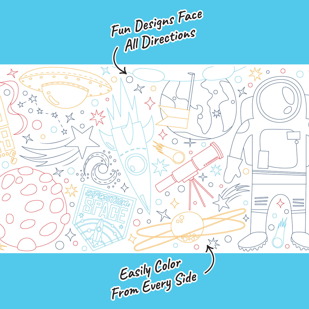 Outer space coloring table runner matte paper detail