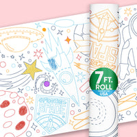 Blast Off outer space coloring table runner kids party activity