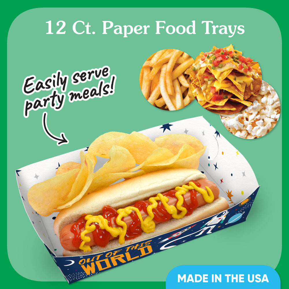 Outer Space Party Paper Food Trays - 12 Ct