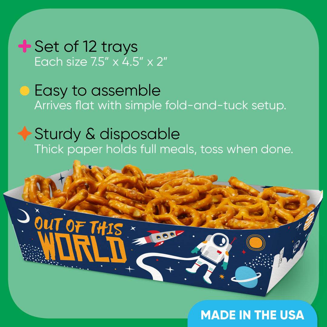 Outer Space Party Paper Food Trays - 12 Ct