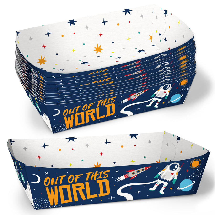 Outer Space Party Paper Food Trays - 12 Ct