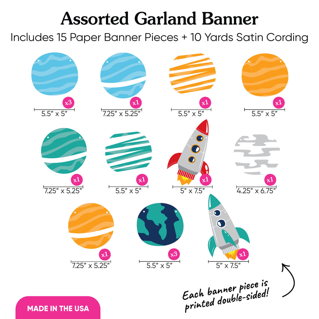 Outer Space Garland Banner - 15 Pc