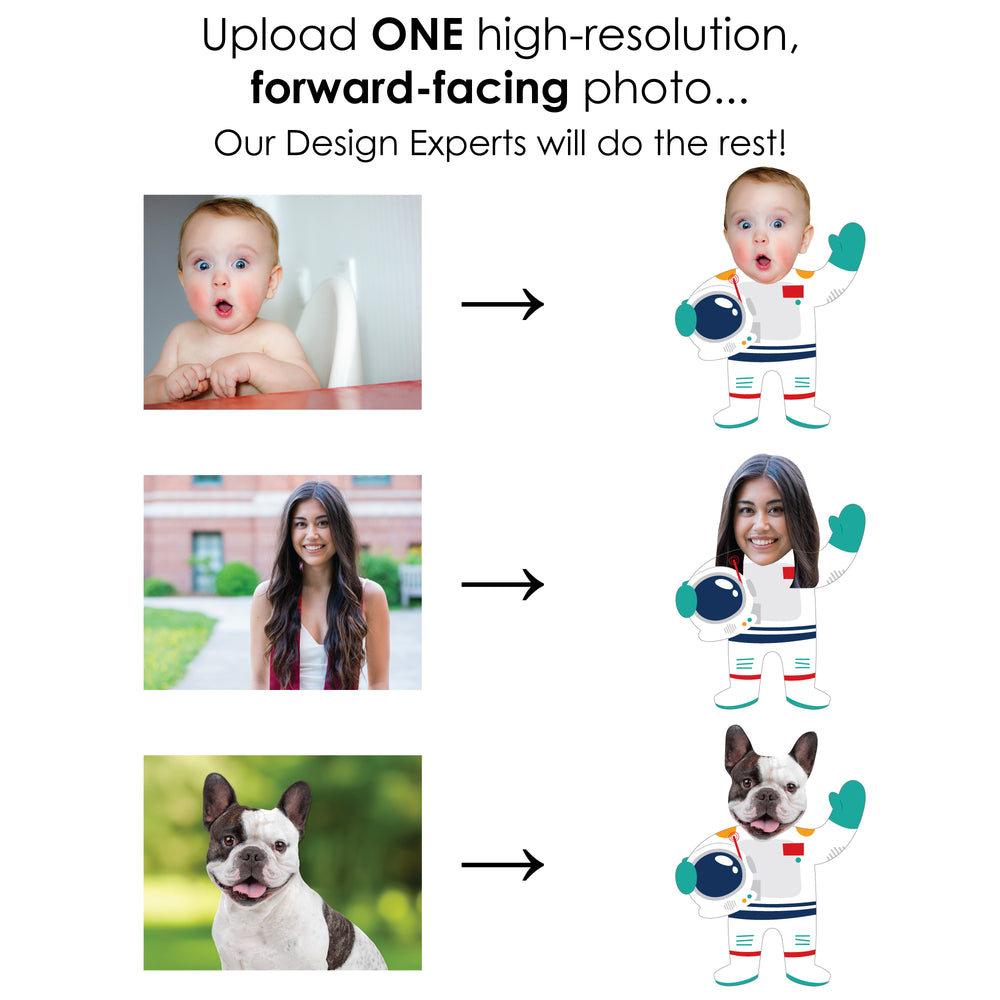 Custom Photo Blast Off to Outer Space - Fun Face Lawn Decorations - Rocket Ship Birthday Party Outdoor Yard Signs - 10 Piece