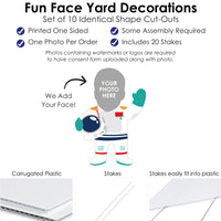 Custom Photo Blast Off to Outer Space - Fun Face Lawn Decorations - Rocket Ship Birthday Party Outdoor Yard Signs - 10 Piece
