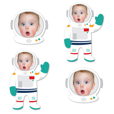 Custom Photo Blast Off to Outer Space - Rocket Ship Birthday Party DIY Shaped Fun Face Cut-Outs - 24 Count