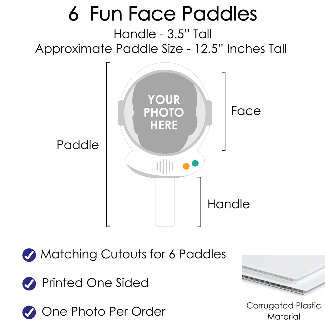 Custom Photo Blast Off to Outer Space - Rocket Ship Birthday Party Head Cut Out Photo Booth and Fan Props - Fun Face Cutout Paddles - Set of 6