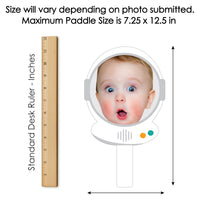 Custom Photo Blast Off to Outer Space - Rocket Ship Birthday Party Head Cut Out Photo Booth and Fan Props - Fun Face Cutout Paddles - Set of 6